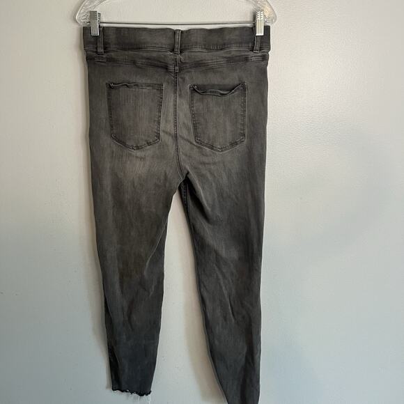 Spanx Womens Pull On Jeans Distressed Raw Hem Gray Sz XL Denim Charcoal - Picture 10 of 13